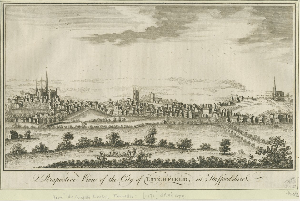 Lichfield - South West View: stik, nd [1771] (tryk) af School English