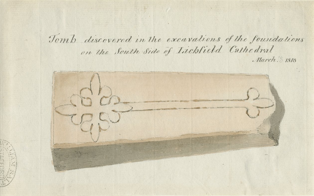 Lichfield Cathedral - Tomb: sepia-tegning, [1813] (tegning) af School English