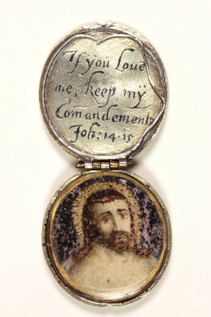 Medaljon indeholdende et Kristi hoved (sølv & akvarel på vellum) (se også 3075924 og 3075922) af School English