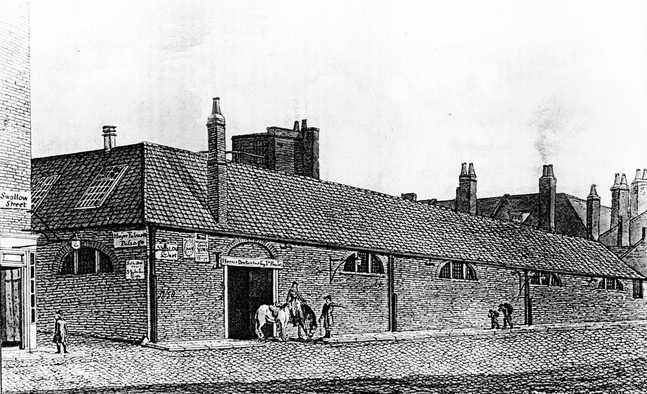 Major Fouberts Rideakademi, ca. 1800 (gravering) af School English
