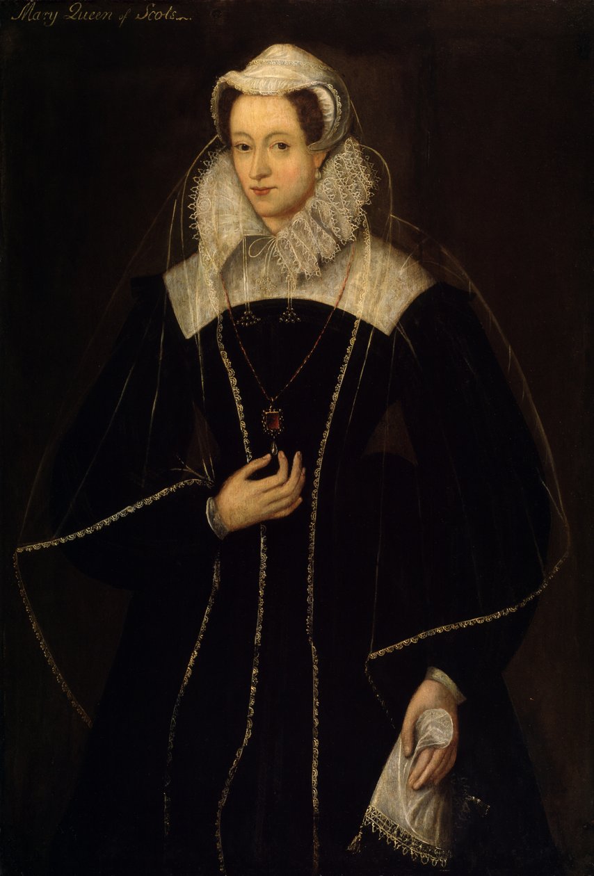 Mary (1542-87) Queen of Scots (olie på panel) af School English