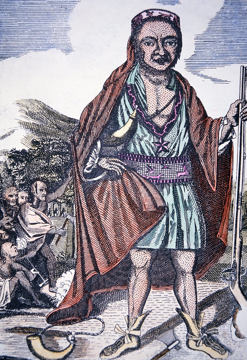 Metacomet (farve litho) af School English