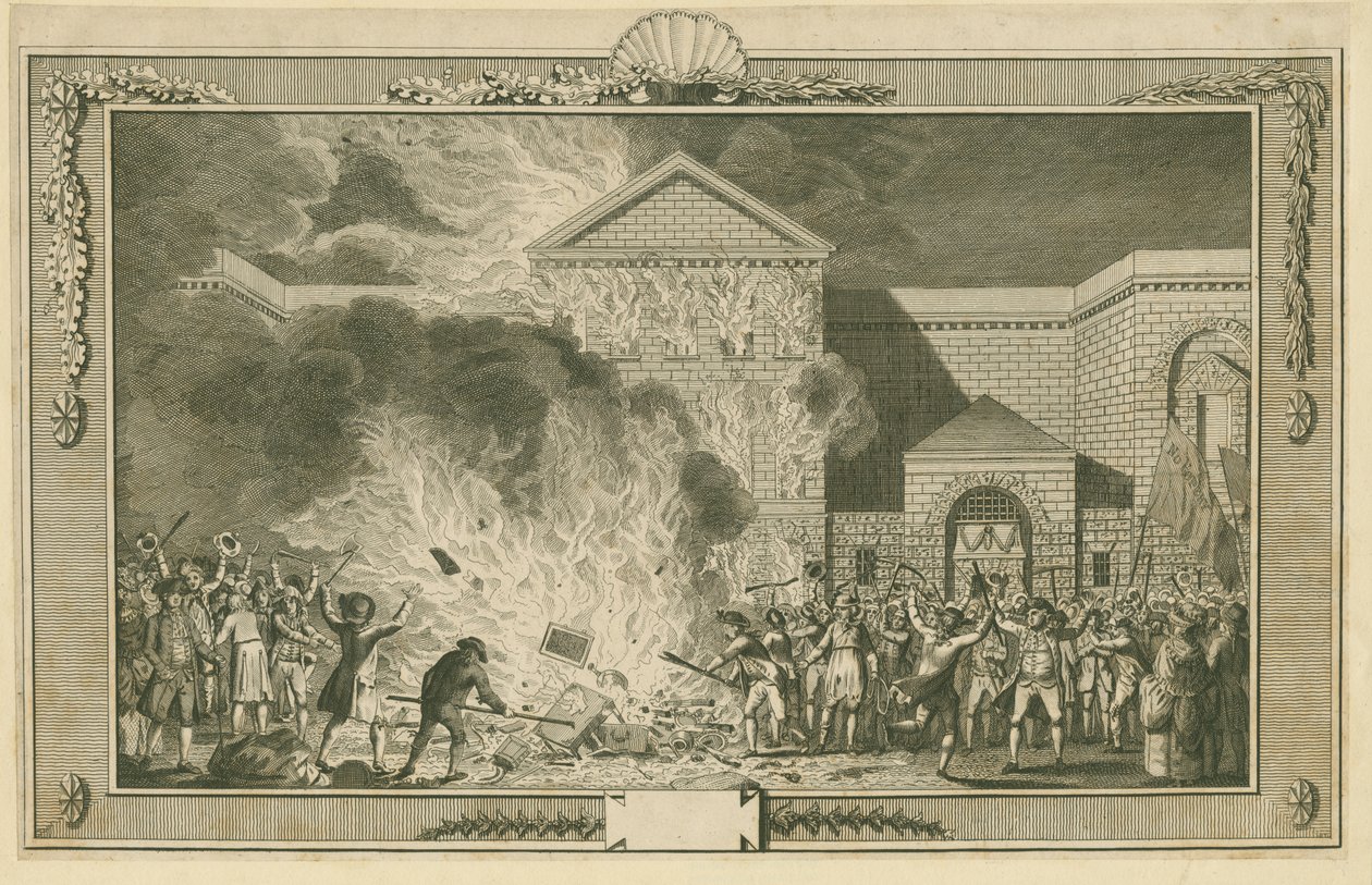 Newgate Prison and the Gordon Riots (ætsning) af School English