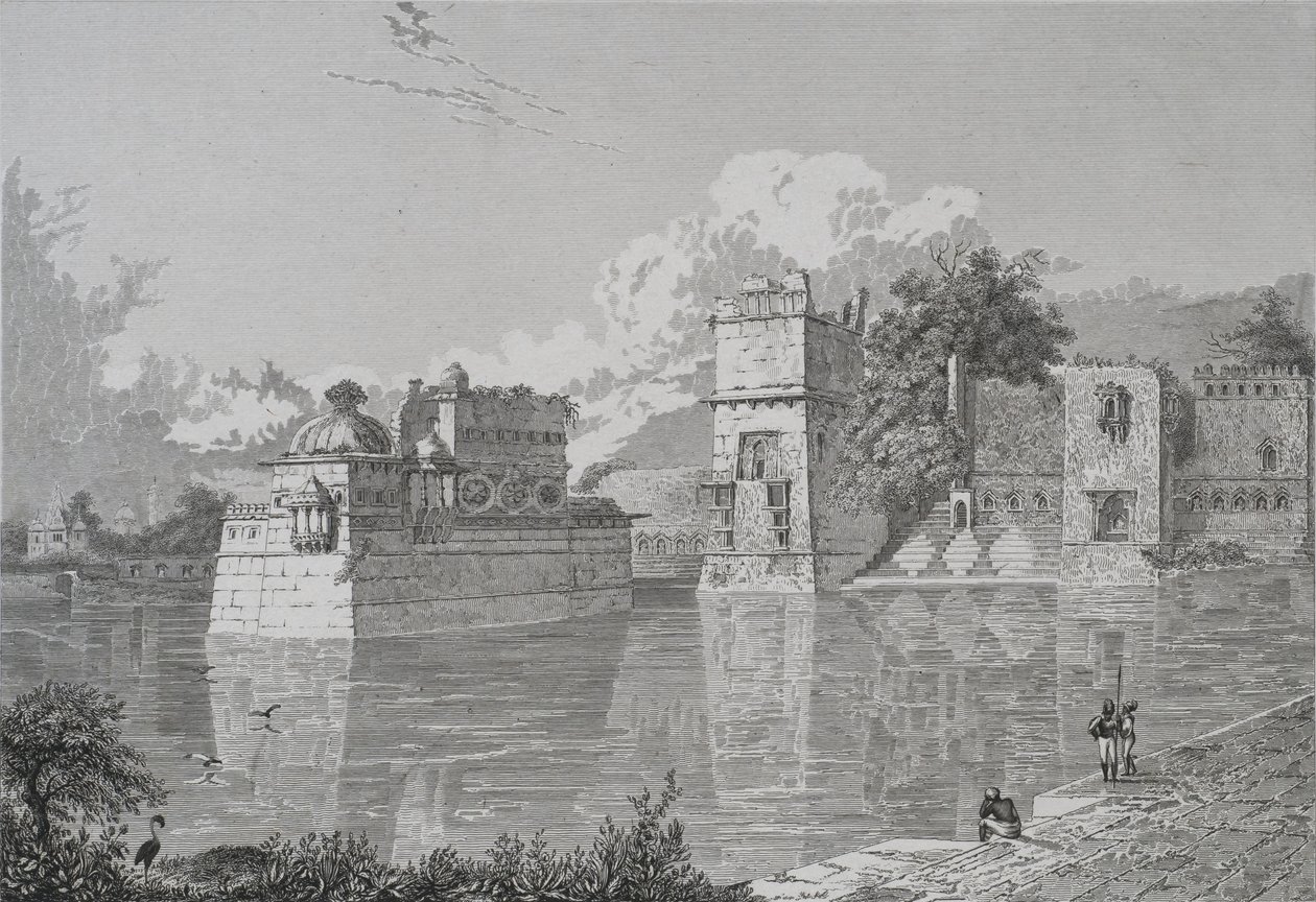 Palace of Rani Bhim og Pudamundi i Cheetor (Cheetor, Udaipur State) (gravering) af School English