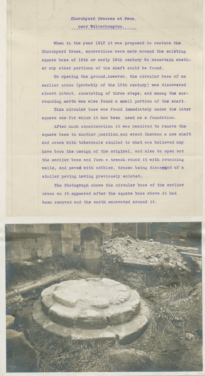 Penn Church - Remains of Ancient Cross: fotografi, nd [1912] (fotografi) af School English