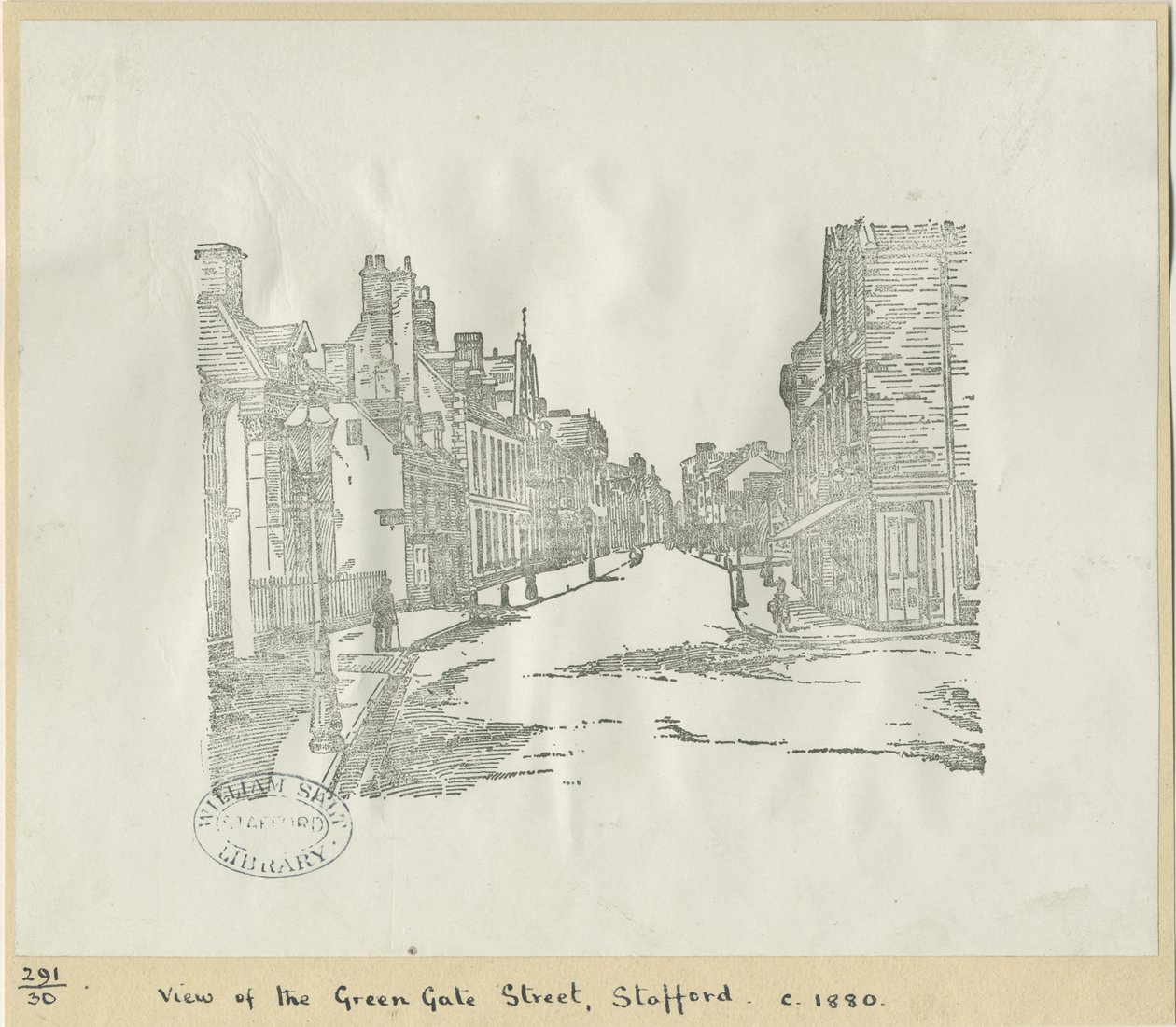 Stafford - Greengate Street: træsnitsgravering, nd [c 1880] (tryk) af School English