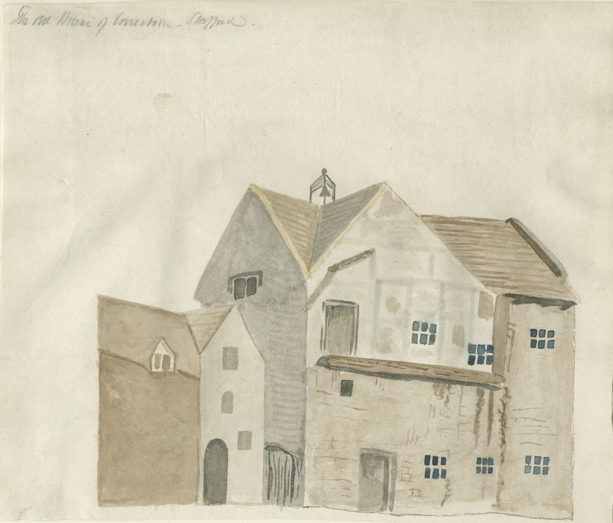 Stafford - The Old House of Correction: akvarelmaleri og [?begyndelsen af det 19. århundrede] (maleri) af School English
