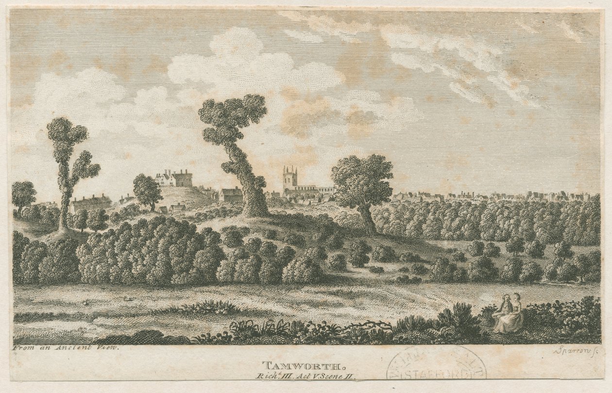 Tamworth Castle: gravering og [?19. århundrede] (tryk) af School English