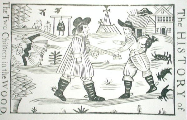 The History of the Two Children in the Wood, fra en samling kapbøger om esoterica, c14th-c17th (træsnit) af School English