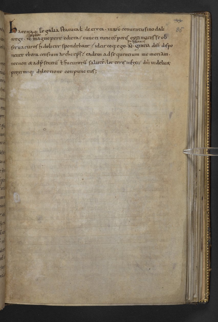 Thureth; angelsaksisk lovkode VI Æthelred, på latin og oldengelsk, Cotton MS Claudius A III f.35r af School English