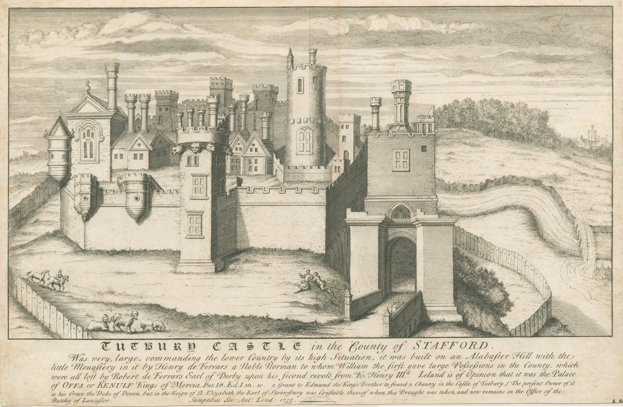 Tutbury Castle: kobberpladegravering, nd [c 1733] (tryk) af School English