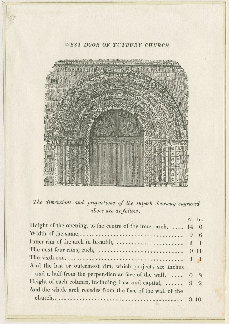 Tutbury Priory Church: West Doorway: gravering, nd [c 1832] (tryk) af School English