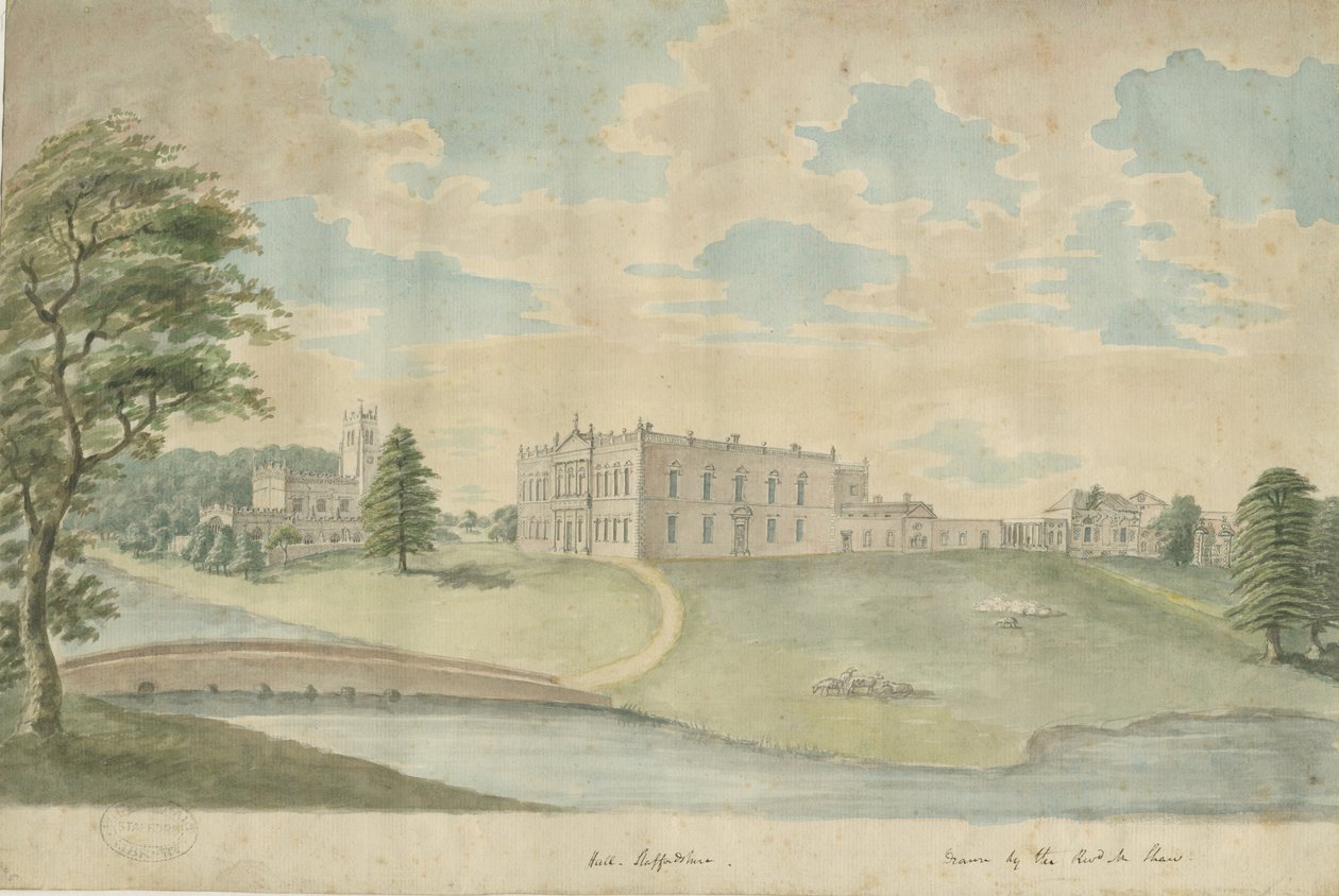 Ukendt placering - Hall: akvarelmaleri og [c 1762-1802] (maleri) af School English