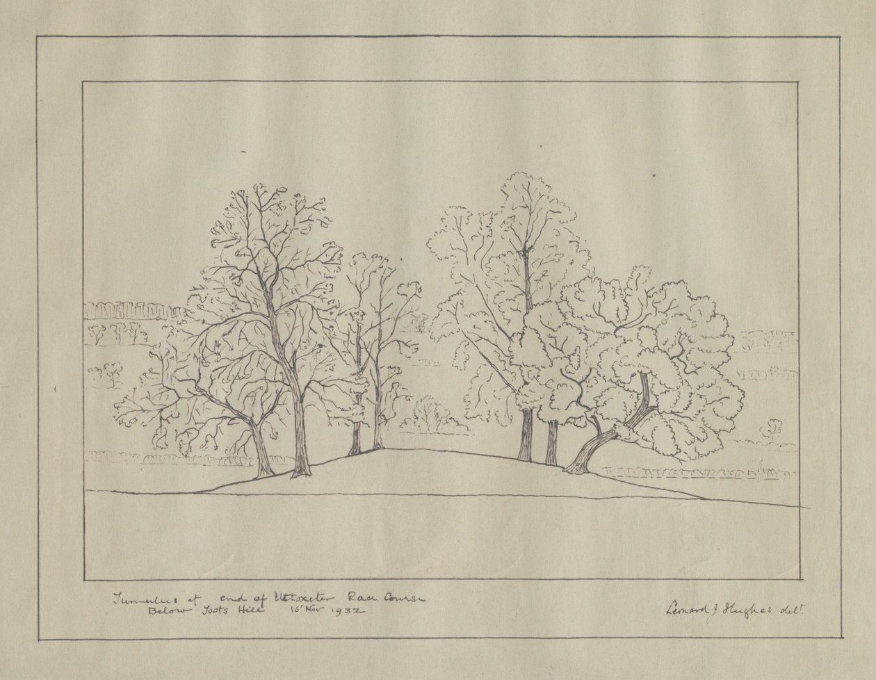 Uttoxeter - "Tumulus at end of Uttoxeter Race Course": arkitektonisk tryk af School English