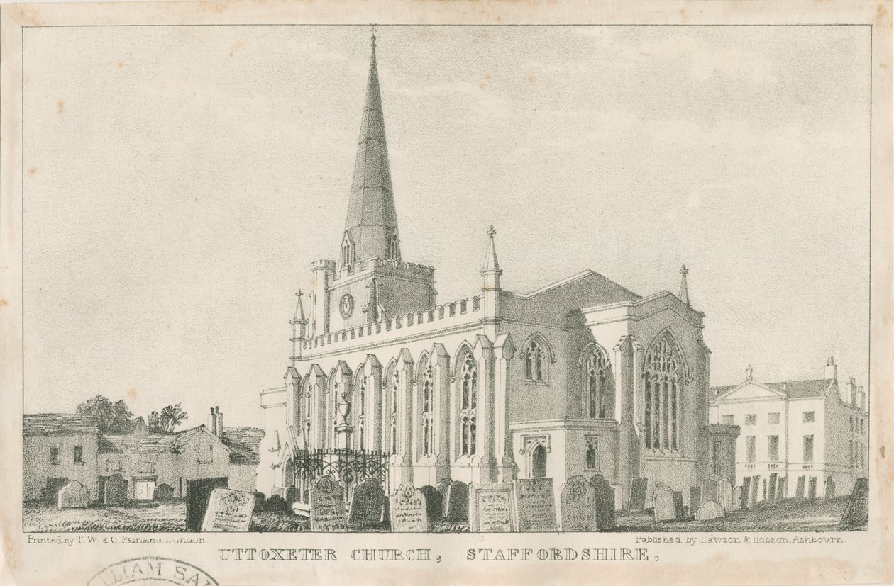 Uttoxeter Church [Ny]: litografi, nd [c 1839] (tryk) af School English