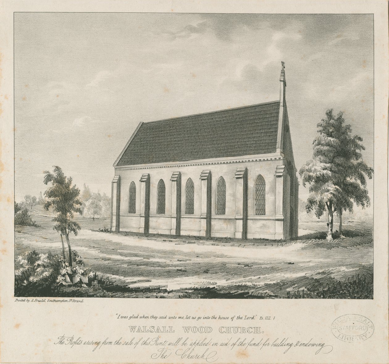 Walsall Wood Church: litografi og [?1800-tallet] (tryk) af School English
