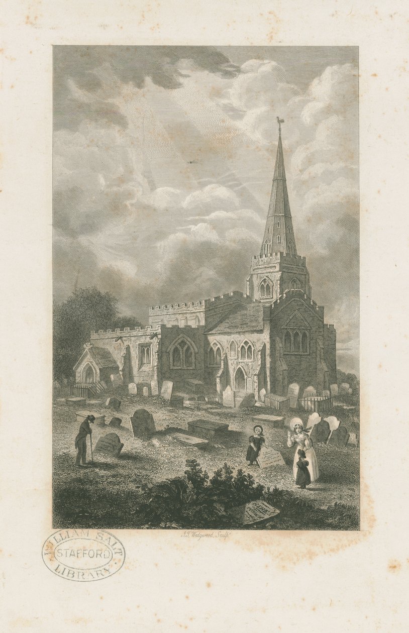 Wolstanton Church: gravering og [?19. århundrede] (tryk) af School English