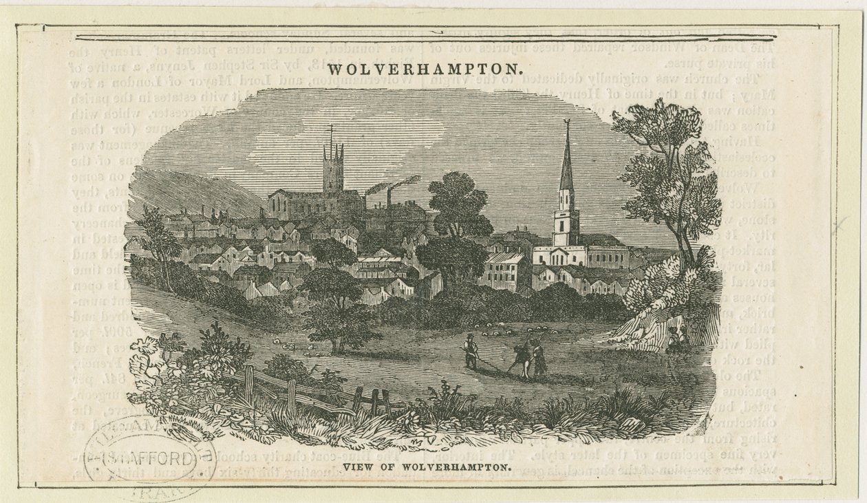 Wolverhampton - Fjernsyn [fra Penn Road]: træsnitsgravering, nd [19. århundrede] (tryk) af School English