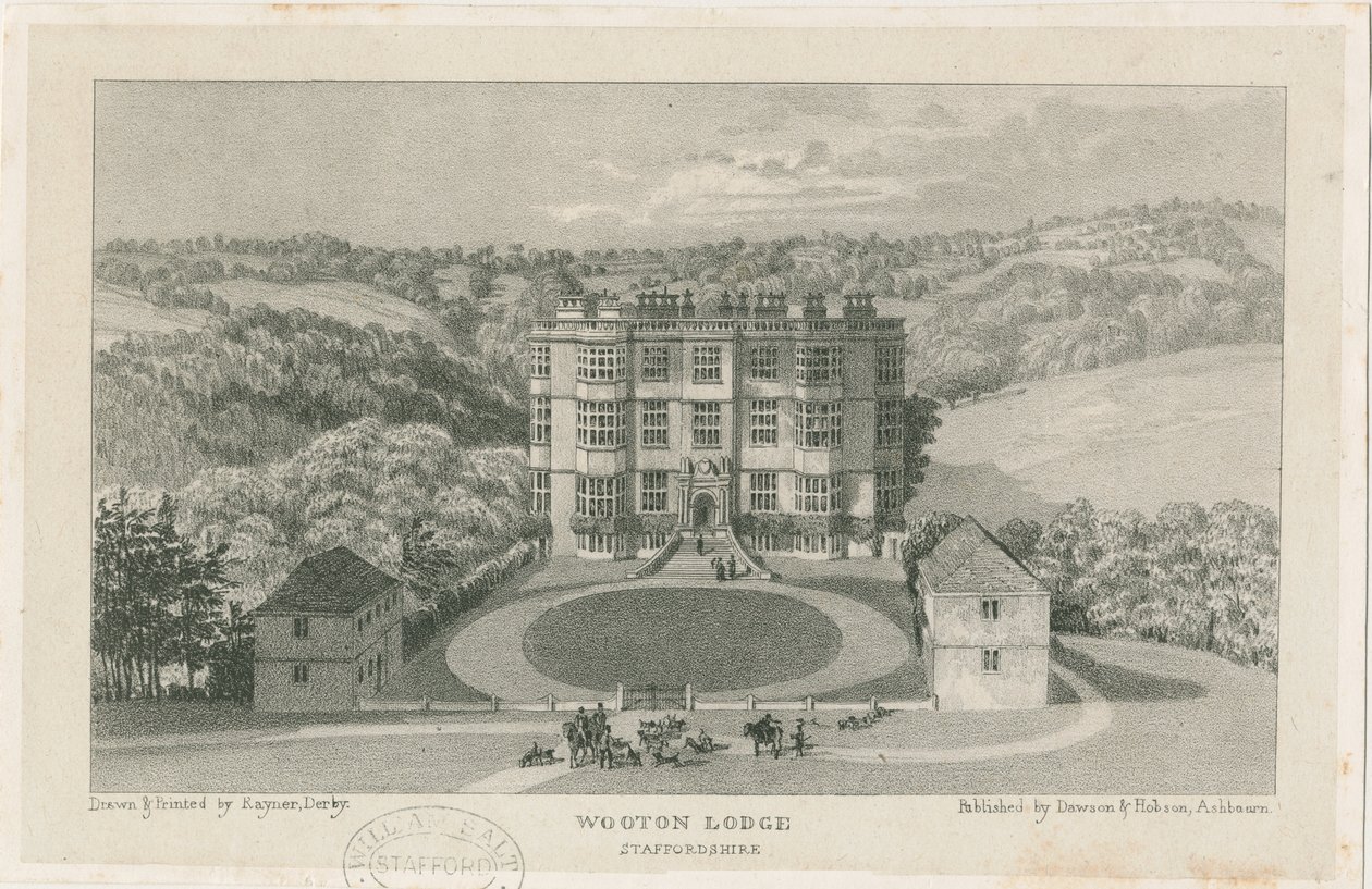 Wootton Lodge: litografi, nd [c 1839] (tryk) af School English