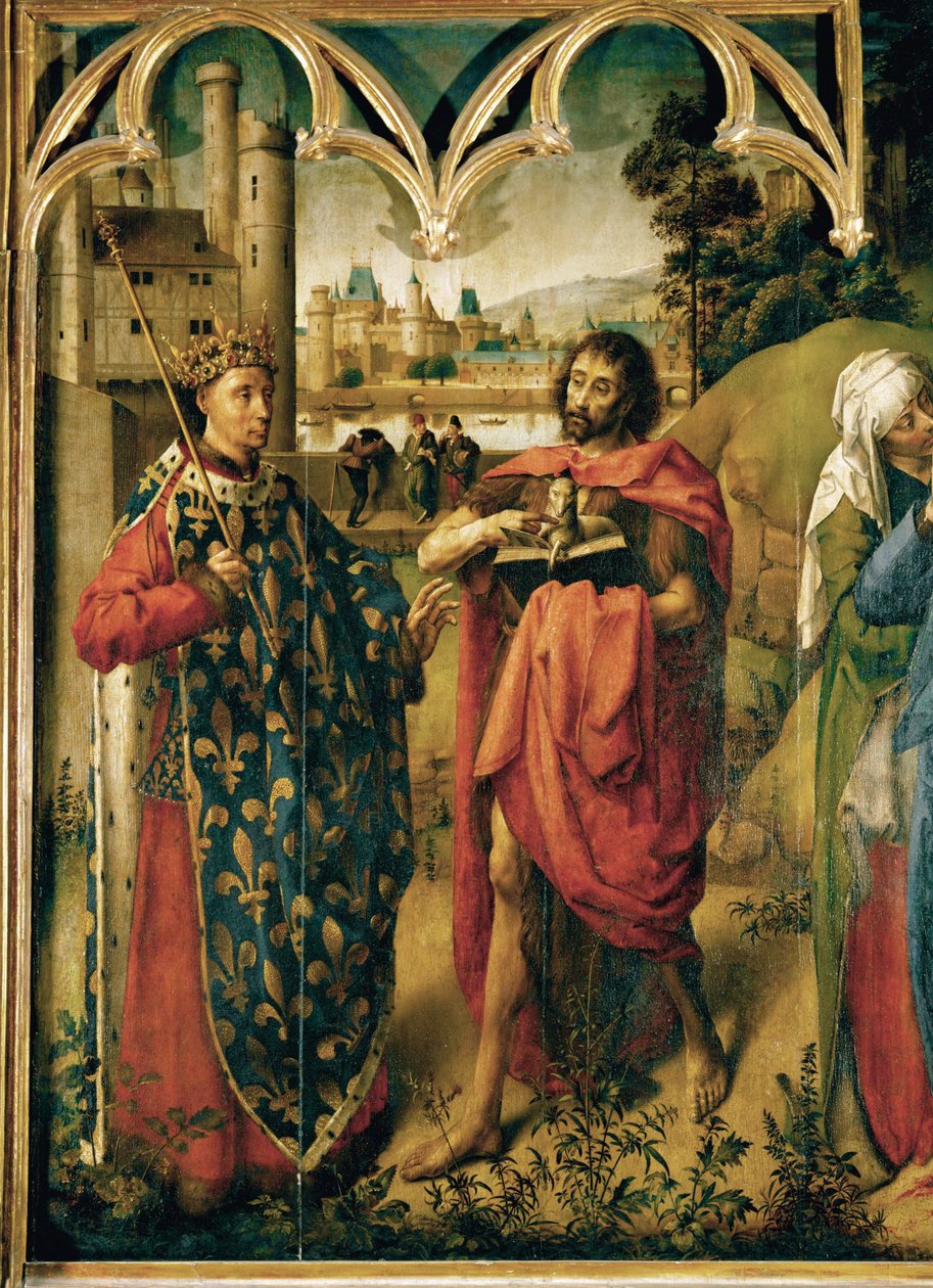Ludvig IX, Helgenen med Johannes Døberen ... af School Flemish
