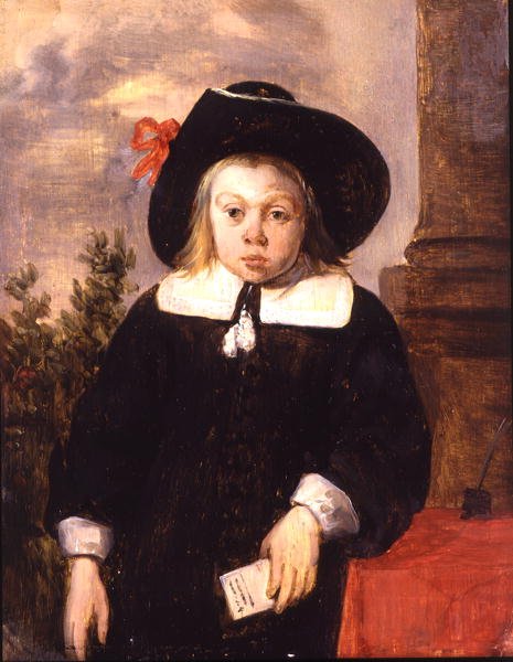 Portræt af en dreng, ca. 1650 (olie på panel) af School Flemish