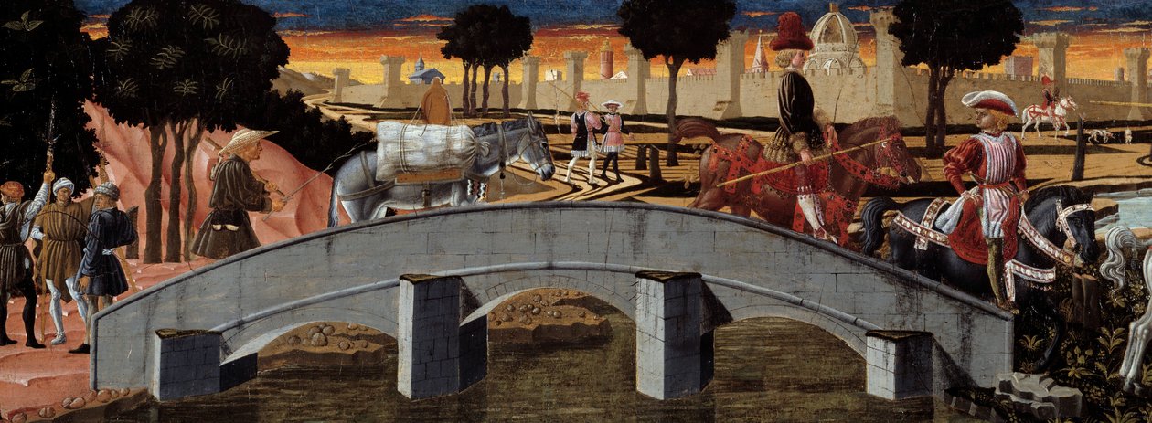 Passagerer, der krydser en bro. Detalje. Anonymt maleri af den florentinske skole. 1450-1460. Toulouse, Musée des Augustins af School Florentine