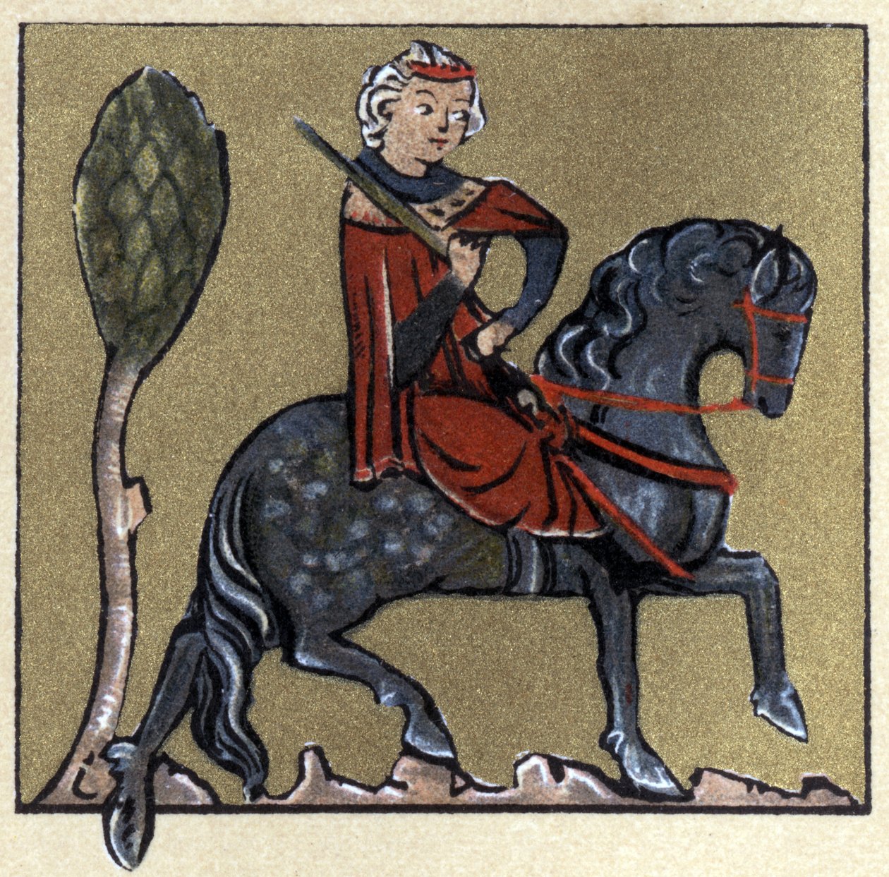 En troubadour fra middelalderen, illustration fra "Histoire de la Literature Francaise" af Hermann Suchier af School French