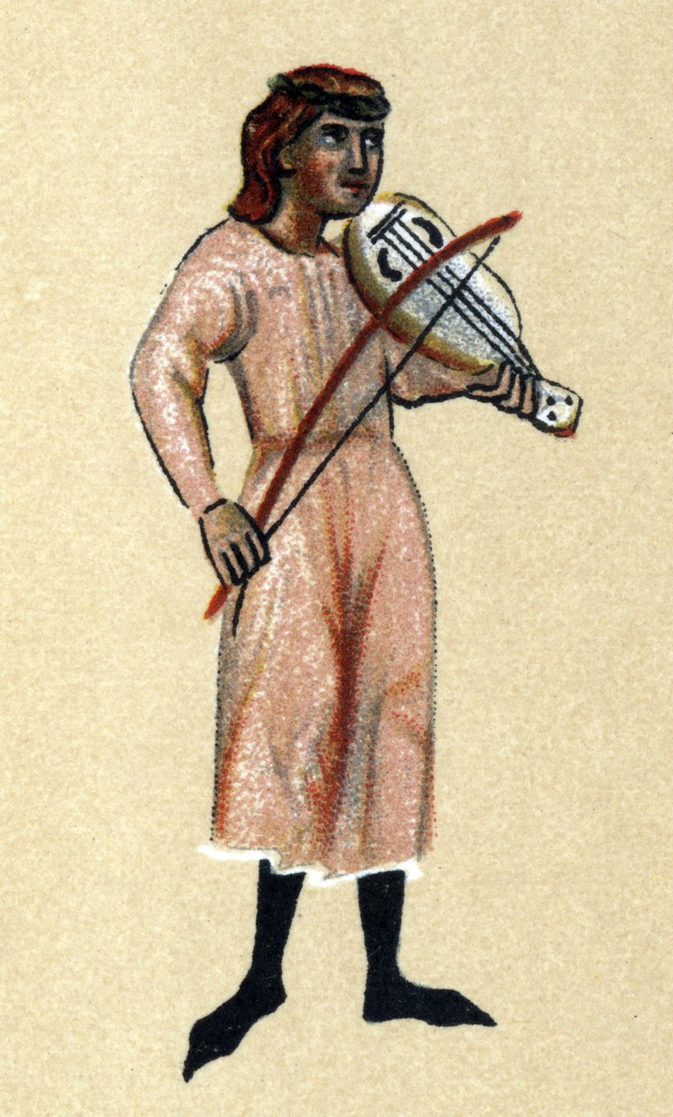 En middelalderstrubadur, illustration fra 