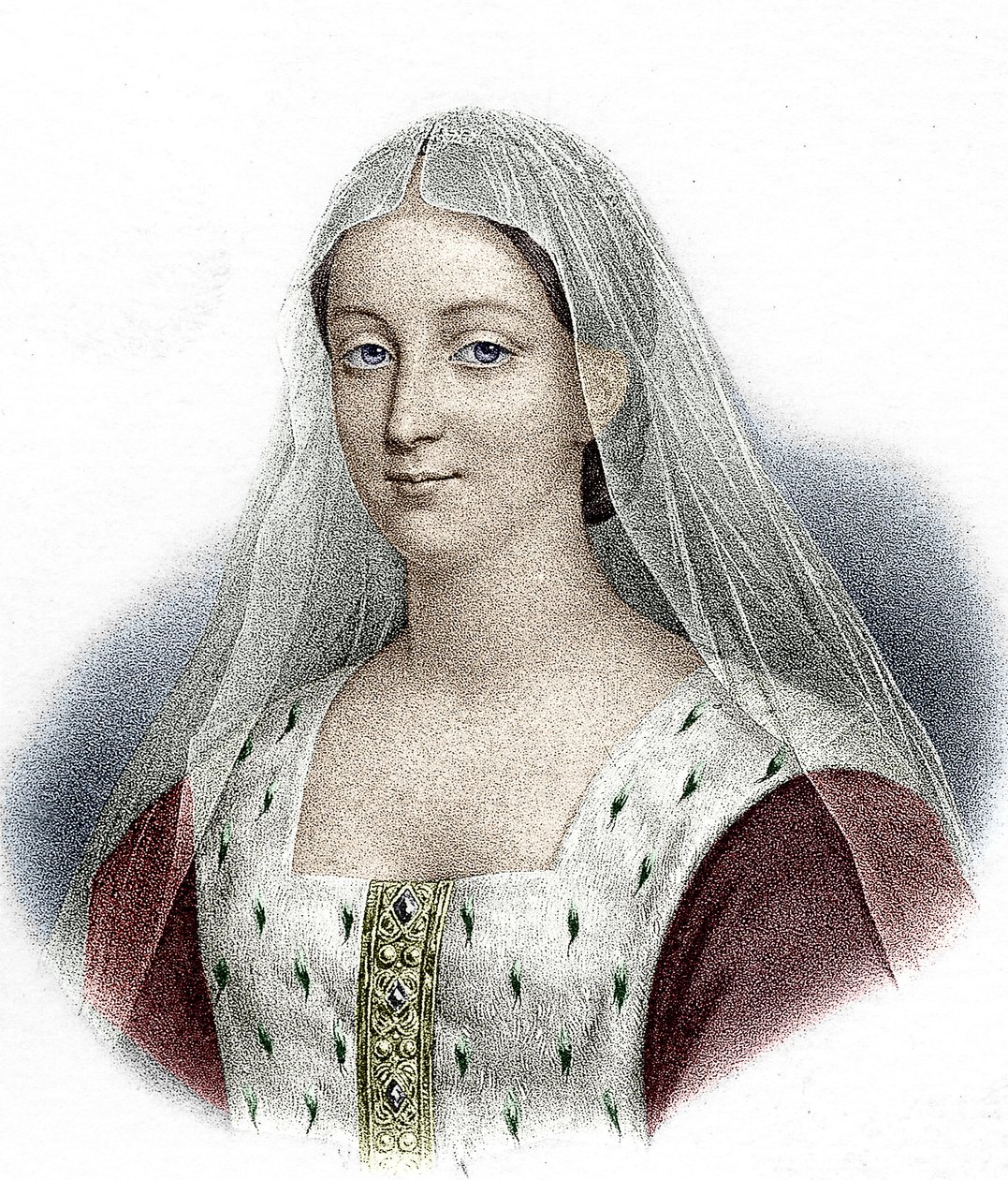 Agnes Sorel, elskerinde af den franske kong Charles VII (farvestik) af School French
