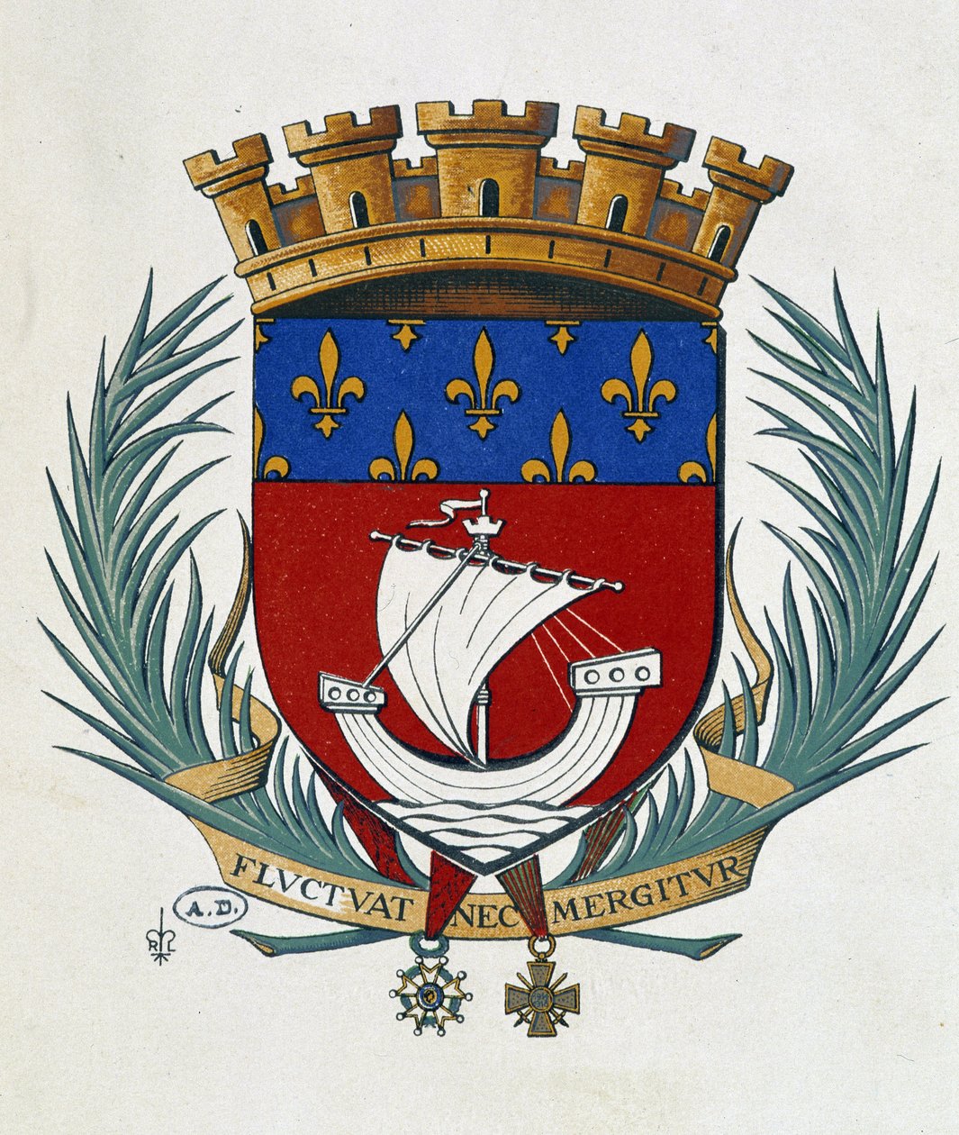 Blazon of Paris "Flyder og synker ikke" af School French