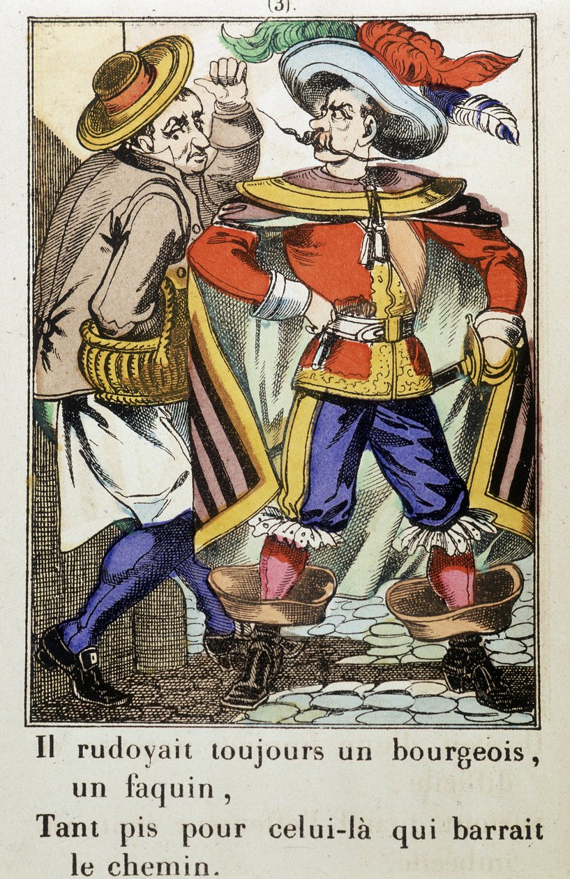 Kaptajn Fracasse: "Han har altid været en bourgeois..." roman af Theophile Gautier (1811-1872) - Billede af Epinal af School French