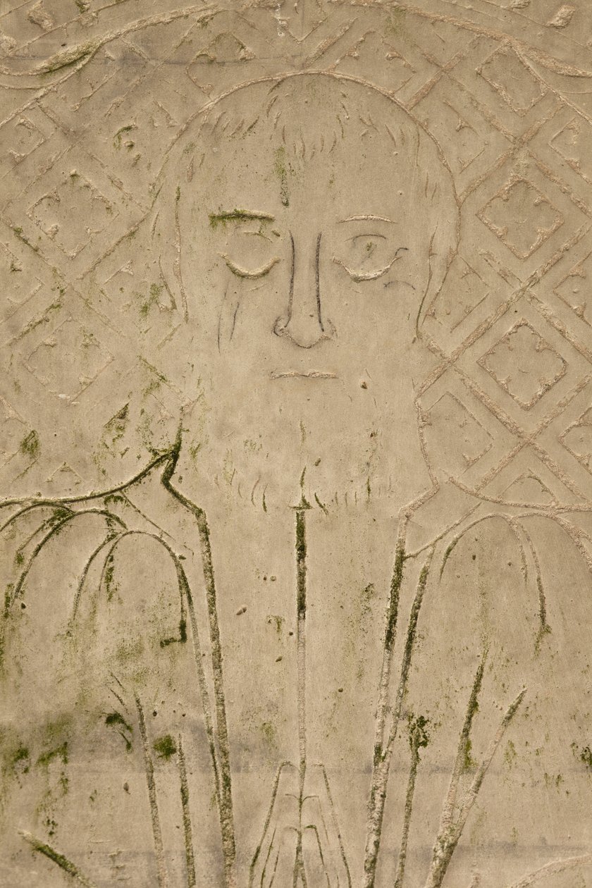 Detalje af et klosterrelief (sten) af School French