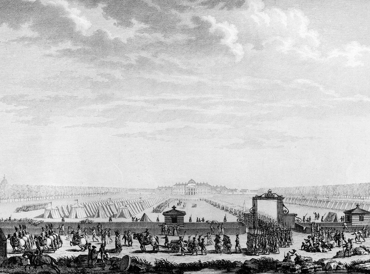 Den Franske Revolution: Militærtropperne fra March-feltet rejser til Place Louis XV den 12. juli 1789 Paris, biblioteket for Institut for Revolutionshistorie af School French