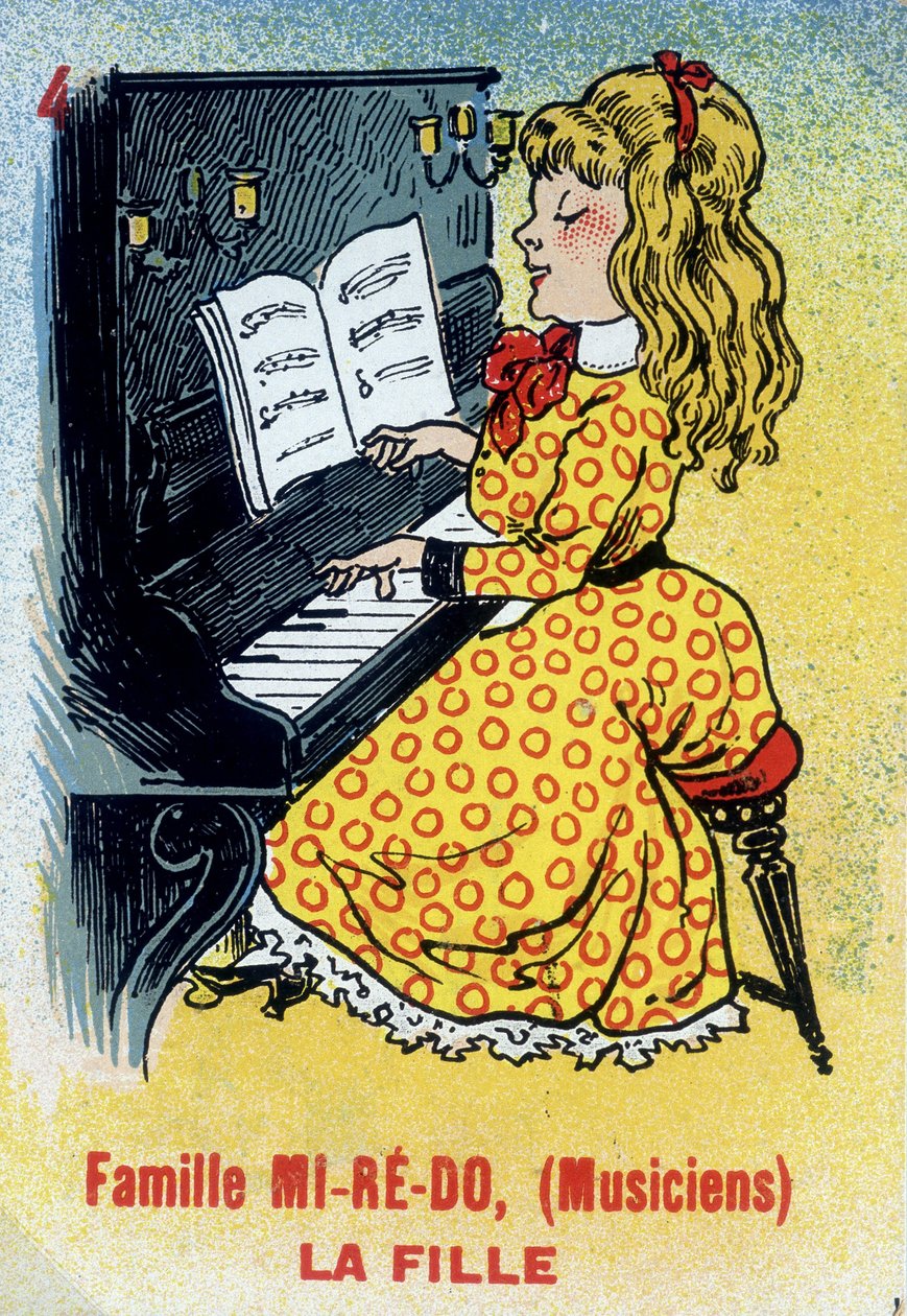 Spil med de syv familier: Kort over datteren af ​​familien Mi-Ré-Do (musikere). Kort Museum i Jouin, Issy-les-Moulineaux. af School French
