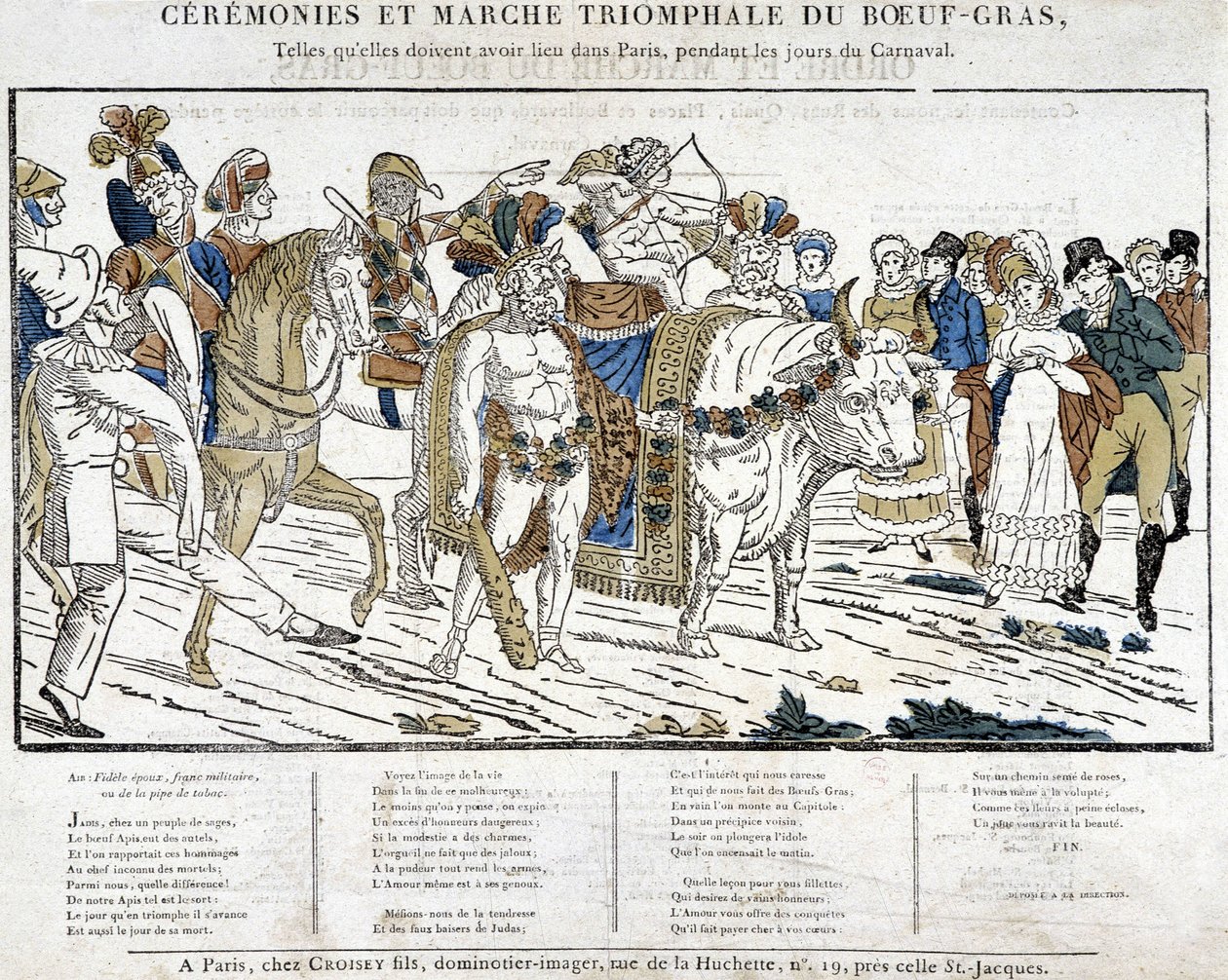 Gras oksekød ceremoni under karnevallet i Paris af School French