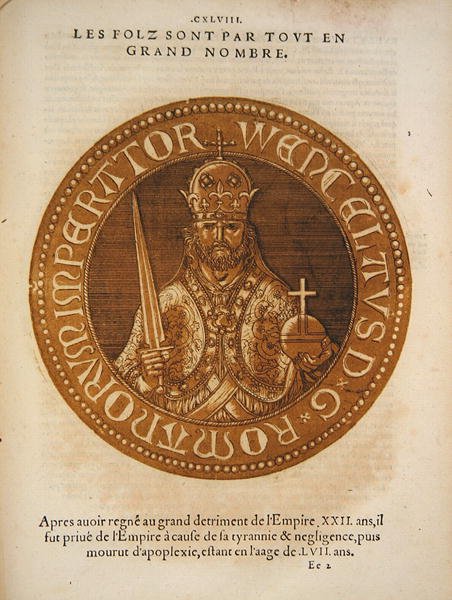 Den hellige romerske kejser Wenceslaus af Bøhmen (farve litho) af School French
