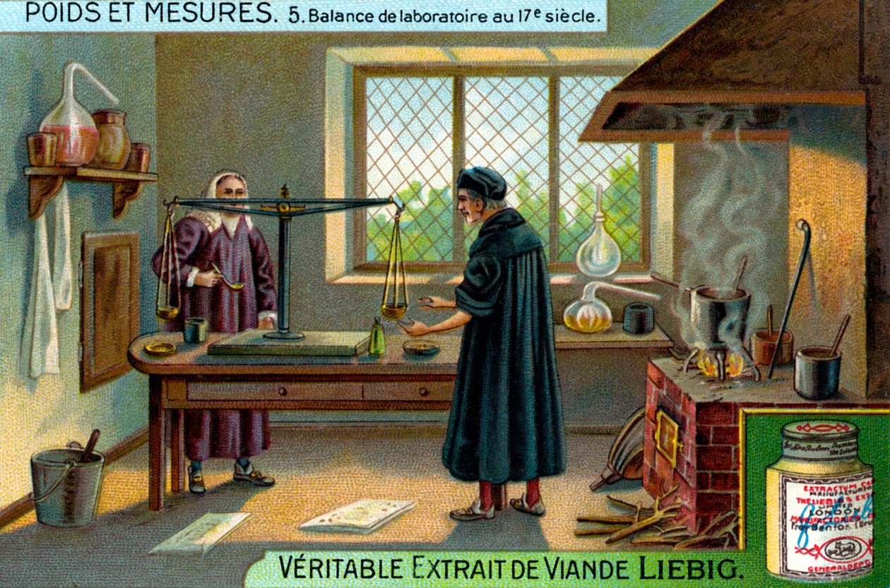 Laboratorieskalaer i det 17. århundrede, Liebig-kort (print) af School French
