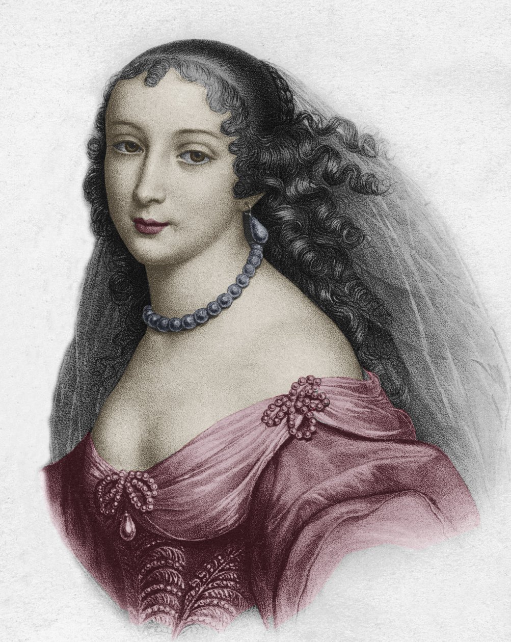 Marguerite Hessein, Madame de la Sabliere (farvegravering) af School French
