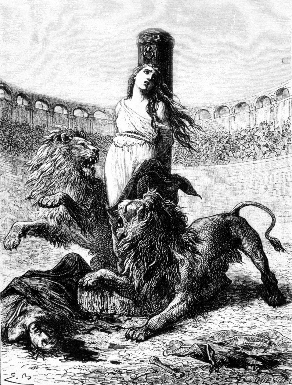 Martyr af Saint Blandine (kristne forfølgelser i Lyon) af School French