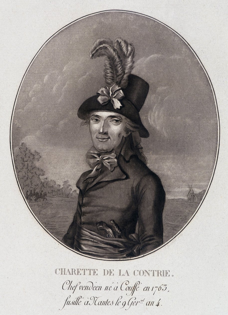 Medaljonportræt af Francois Athanase (Francois-Athanase) Charette de la Contrie, Vendéen-chef af School French
