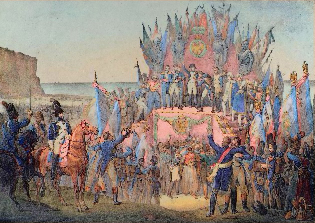 Militærfestival i Boulogne med Napoleon, der distribuerer stjerner fra Æreslegionen - Victor Adam (fransk af School French
