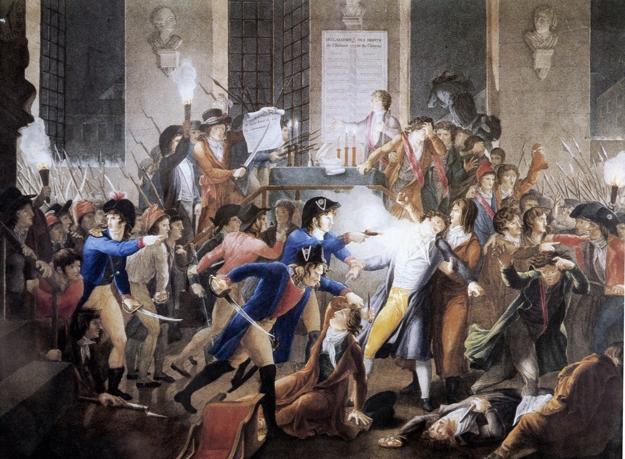 Natten mellem 9 og 10 thermidor år II: på rådhuset skød politibetjent Merda Maximilian af Robespierre af School French