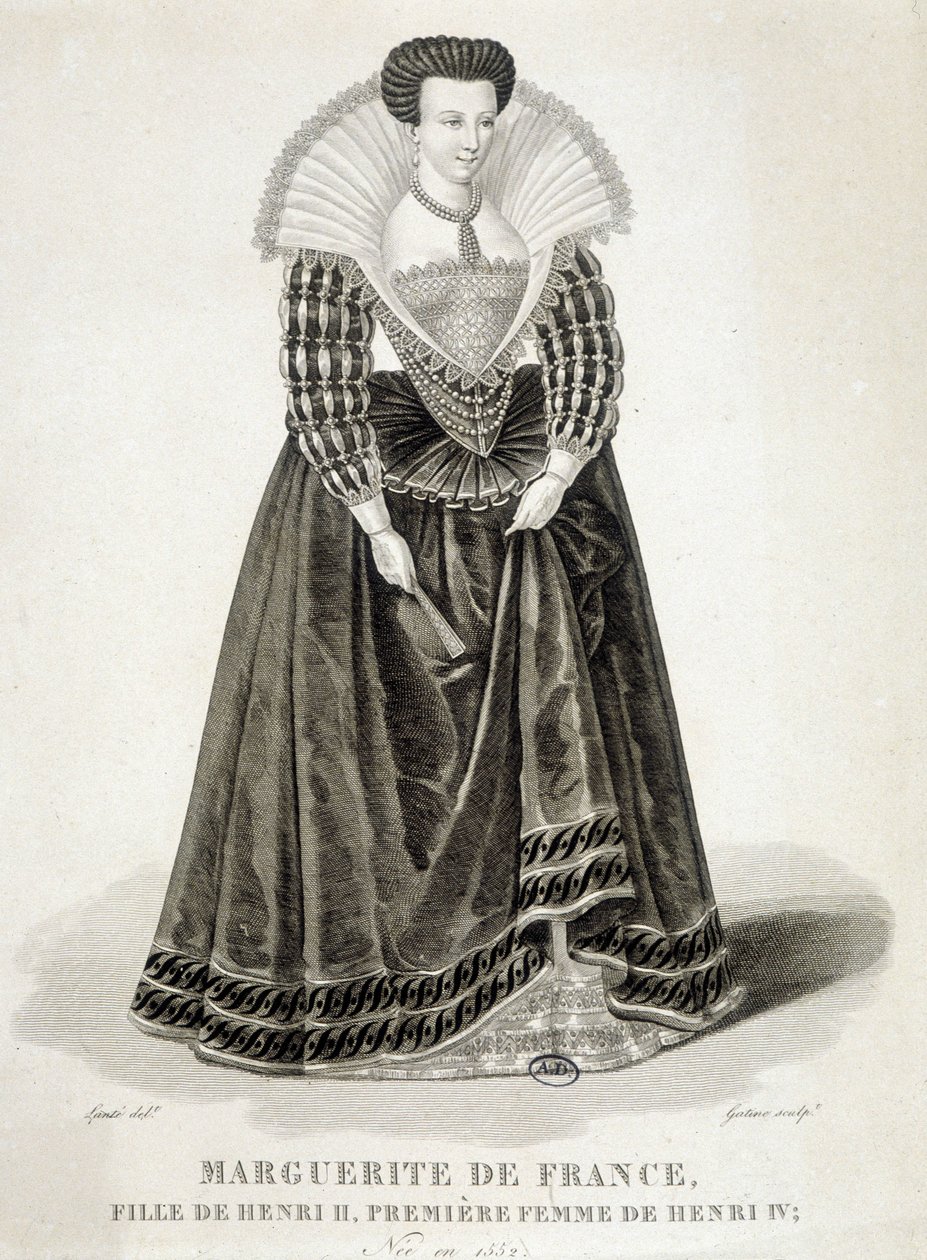 Portræt af Margareta af Valois, kendt som dronning Margot (1553-1615), dronning af Navarra, Henrik 4.s første hustru. af School French