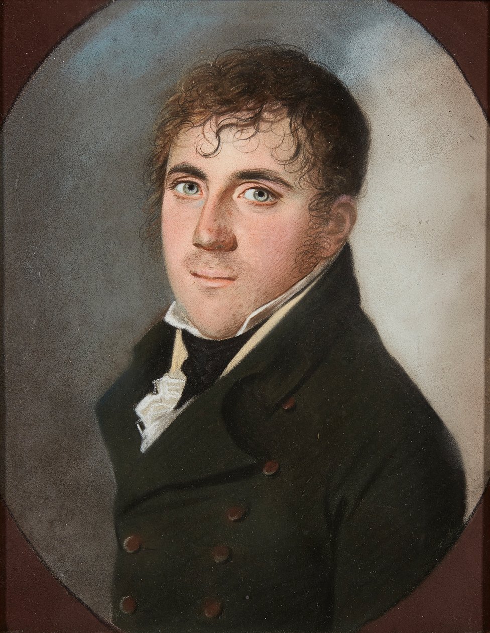 Portræt af en gentleman (pastel på papir) af School French