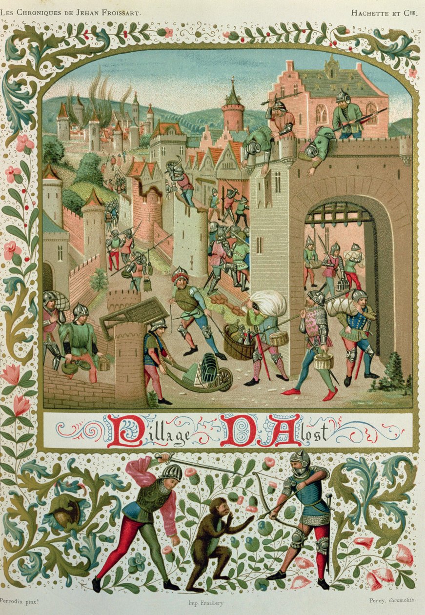 Plyndringen af Aalst og Grammont af indbyggerne i Gent i 1380, fra et manuskript af 