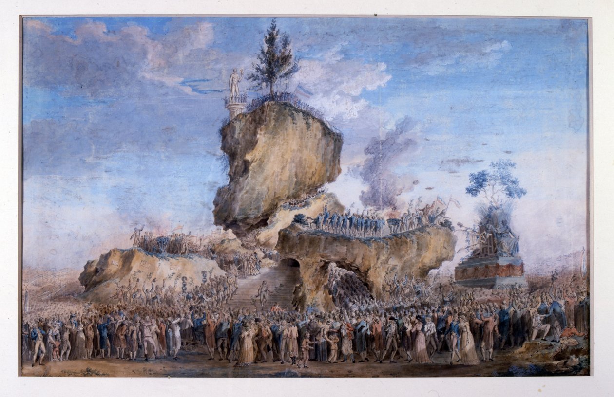 The Cult of the Supreme Being, en form for deisme etableret af Maximilien Robespierre (tryk) af School French