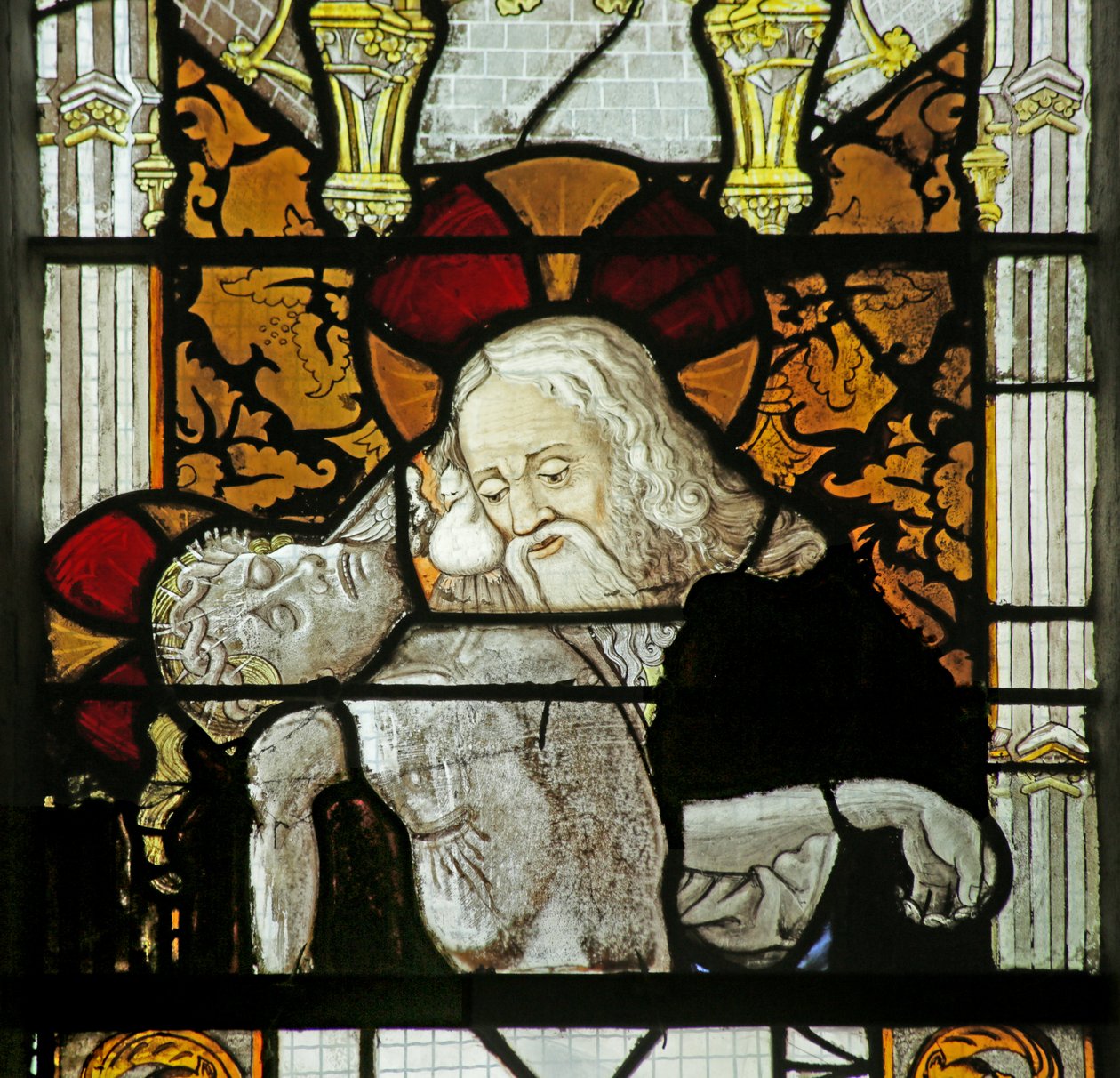 Vindue, der viser Treenigheden (farvet glas) af School French