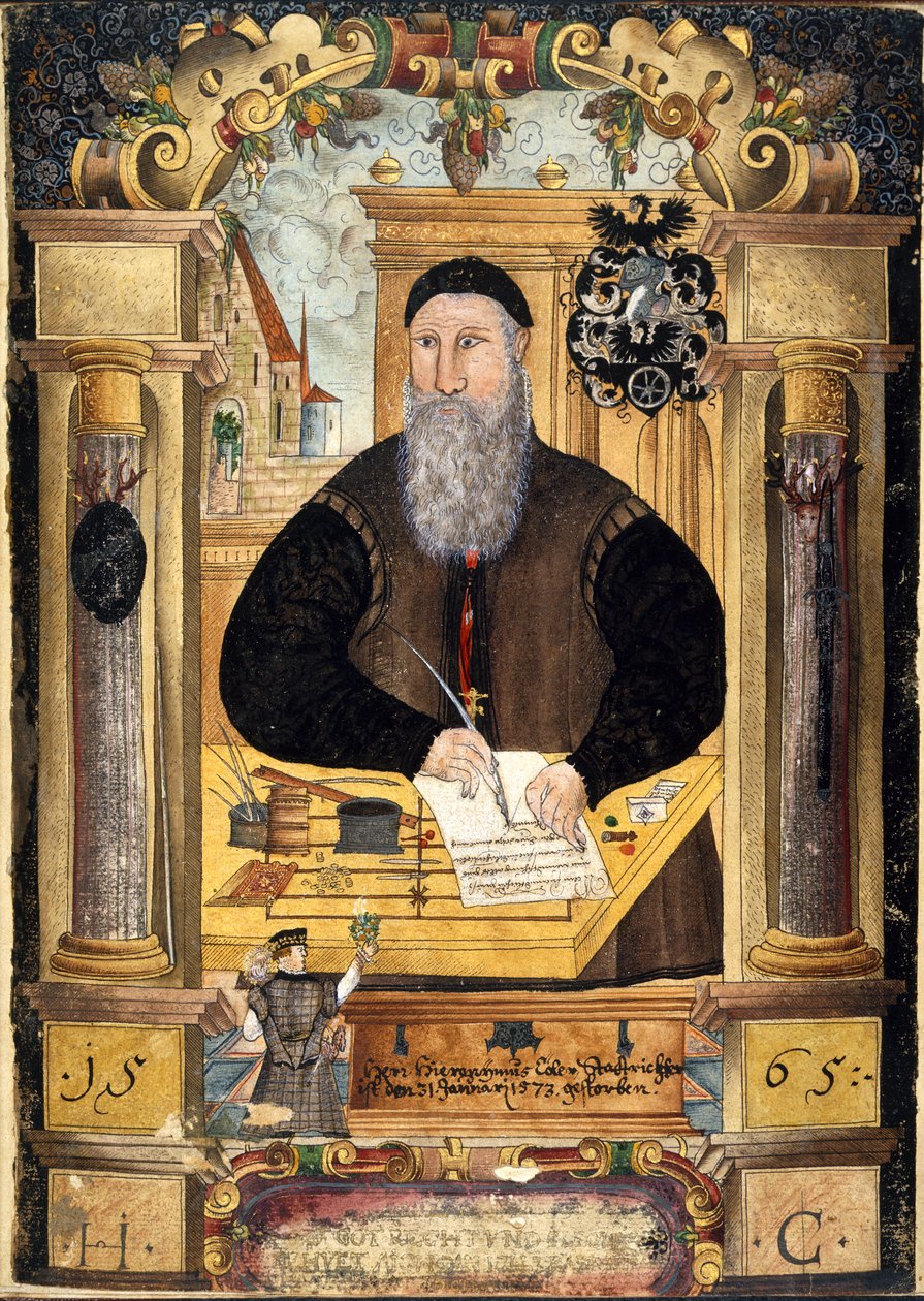 Tilføj 15217 fol.1 Portræt af Jerome Coeler den Ældre (d.1573) fra en samling af erindringer fra Coeler-familien, Nürnberg af School German