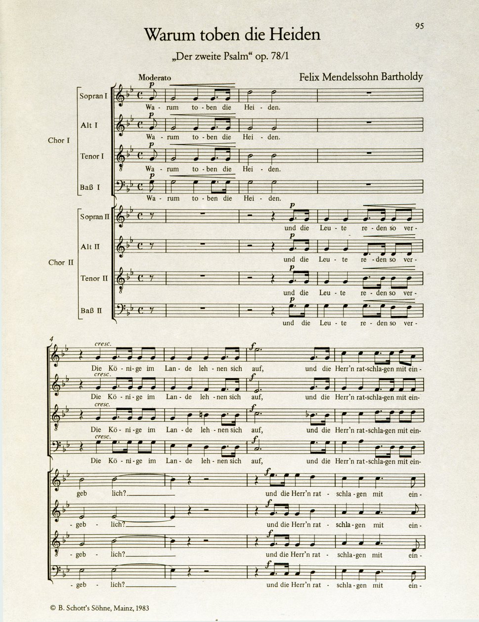"Hvorfor raser hedningene" anden salme, op.38, af Felix Mendelssohn (litho) af School German