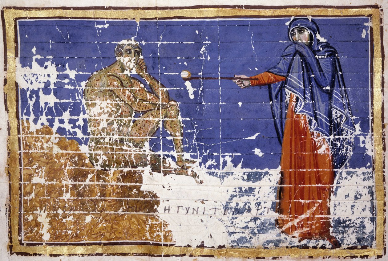 Job dækket med sår - græsk manuskript fra det 10. århundrede. Bibl. Marciana, Venedig. af School Greek